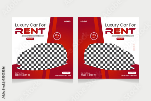 Car rental promotion social media post banner template