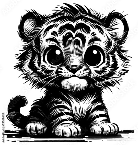 Tiger Baby Linocut
