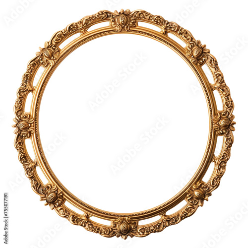 golden oval photo frame, white background, professional photo сreated with Generative Ai