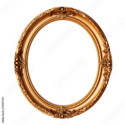 golden oval photo frame, white background, professional photo сreated with Generative Ai