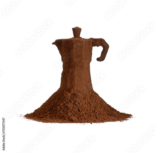 Coffee Maker and coffee dust isolated on transparent layered background.