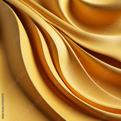 3D background with smooth mustard color silky shapes