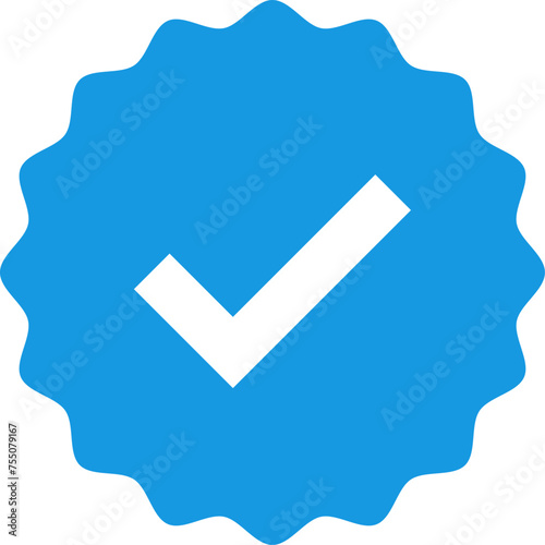 Blue check mark tick verification icon symbol vector.