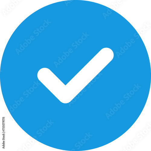 Blue check mark tick verification icon symbol vector.