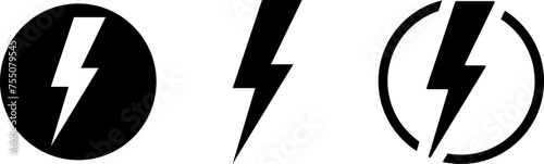 Electric power vector icon, Lightning symbol. Lightning bolt sign. Energy and thunder electricity symbol. Power or fast speed icon logotype UI, app, website element.