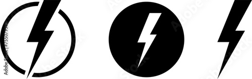 Electric power vector icon, Lightning symbol. Lightning bolt sign. Energy and thunder electricity symbol. Power or fast speed icon logotype UI, app, website element.