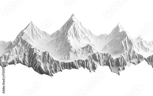 Minimalist Views of Earths Mountain Ranges Isolated on Transparent Background PNG. © muhammad