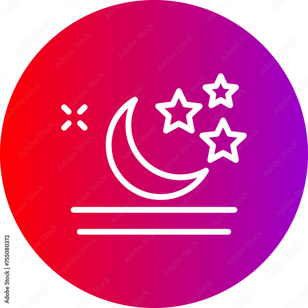 Moon And Stars Line Gradient Circle Icon Moon And Stars Line Gradient Circle Icon