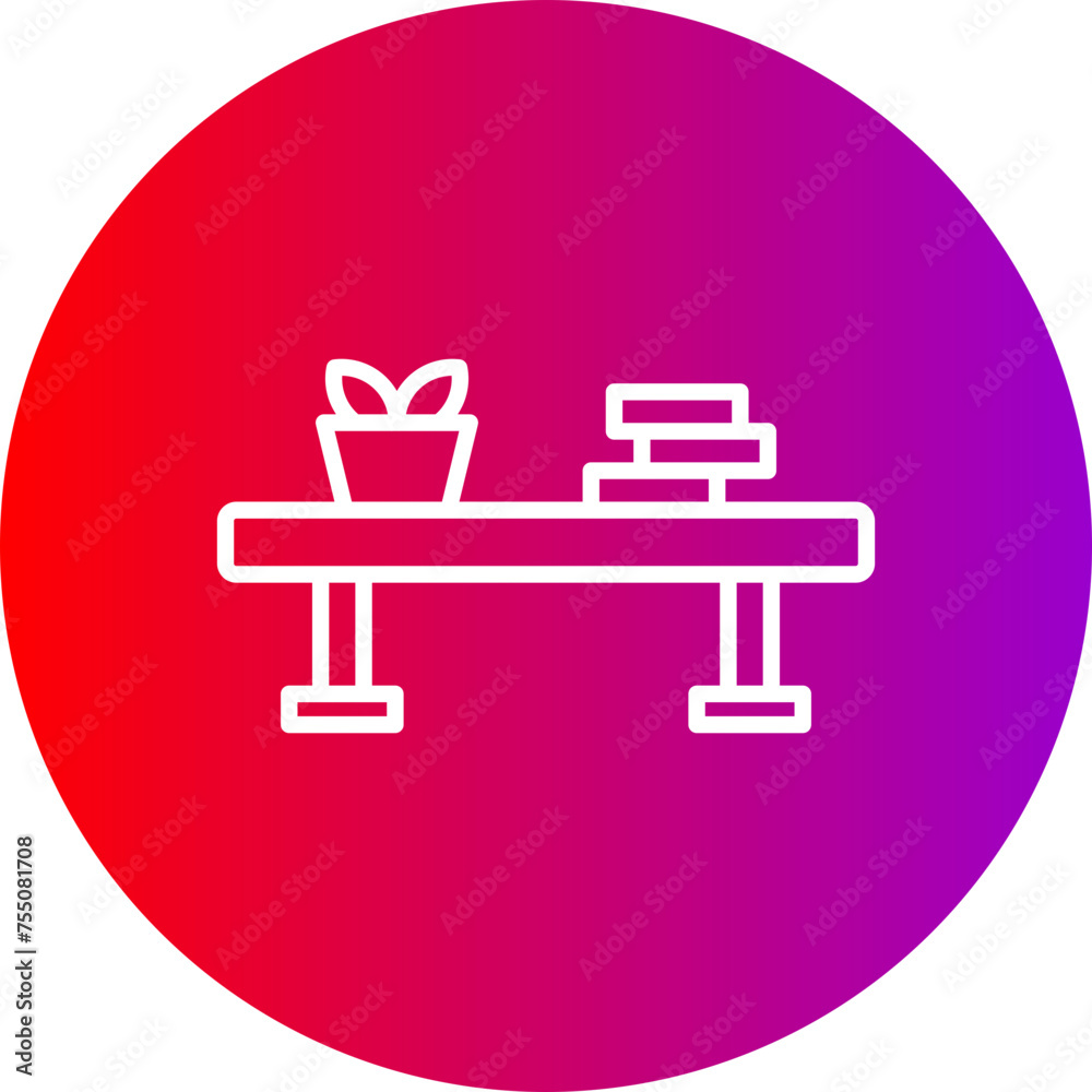 Office Table Line Gradient Circle Icon Office Table Line Gradient Circle Icon
