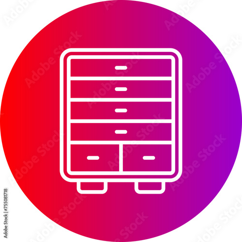 Chest Of Drawers Line Gradient Circle Icon