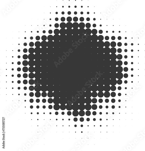 Halftone dotted shape. Paint blob with noisy effect. Abstract splatter shape photo