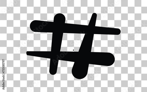 Hashtag icon template black color editable. Simple logo vector illustration for graphic and web design.