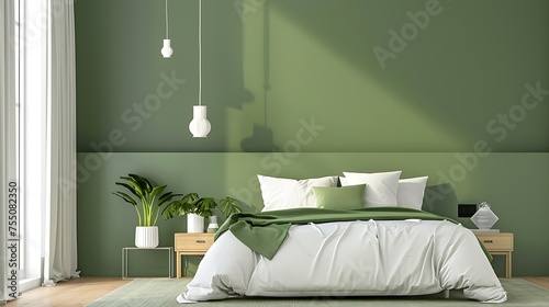Modern interior of bedroom with green wall © Taylor Swift