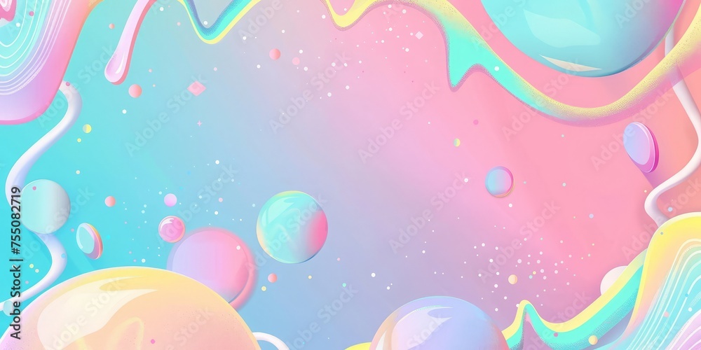 A vibrant background filled with numerous colorful bubbles, creating a whimsical and playful atmosphere.