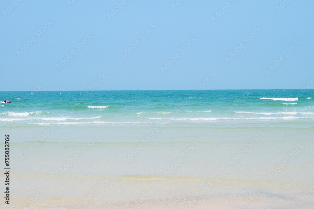 Blue sea with white sand in summer.