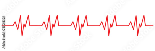 Heartbeat red line icon. EKG and cardio symbol. Vector illustration isolated on white background. Heartbeat red line vector EPS 10