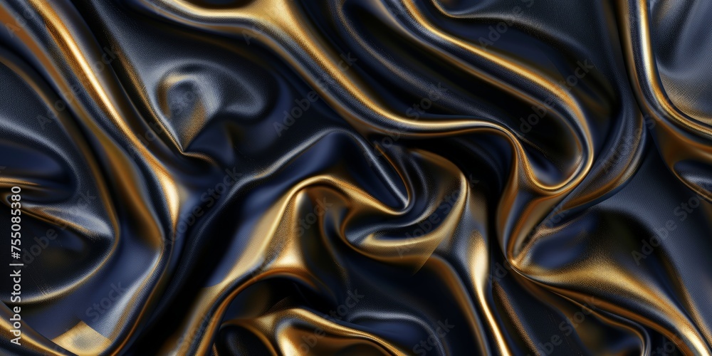 Fototapeta premium Detailed close-up of a textured black and gold background with intricate patterns and shimmering accents.