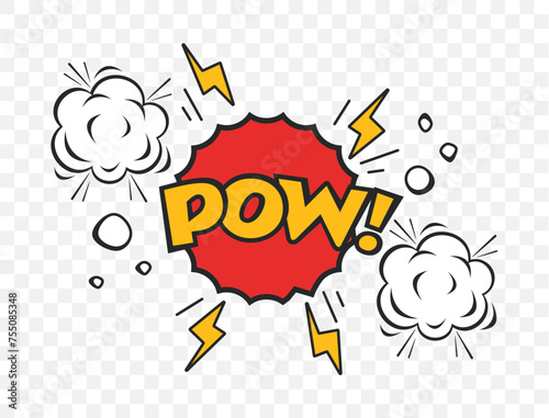 Comic pow bang graphic splash background banner concept. Vector flat graphic design illustration