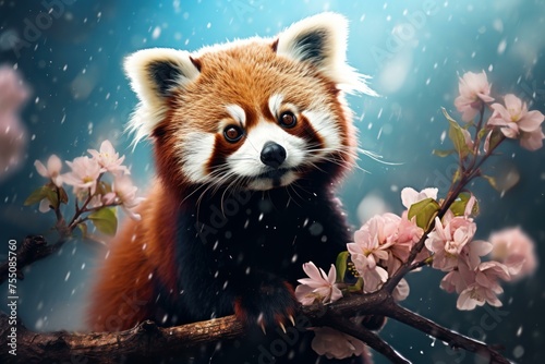 Exotic Red panda wild. Zoo red outdoor. Generate Ai