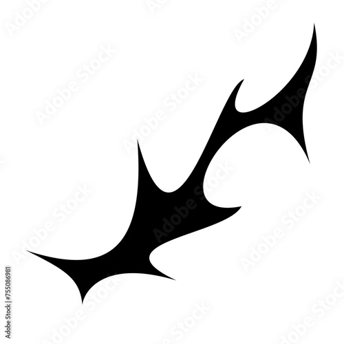 Neo tribal Gothic Y2K sharp elements, abstract vector icon shape