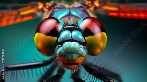 insect macrophotography  Dragonfly Eyes Closeup  Detailed shot focusing on the multifaceted eyes of a dragonfly