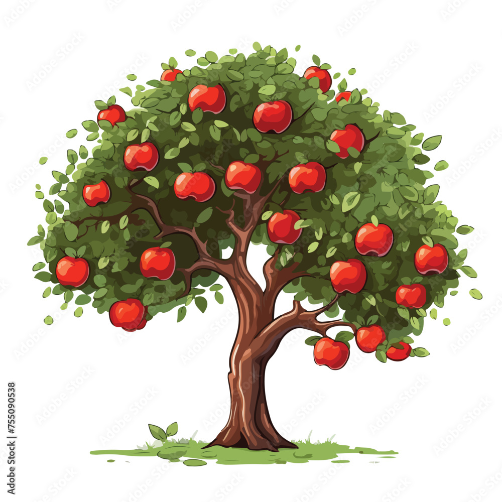 A bunch of apples on a tree
