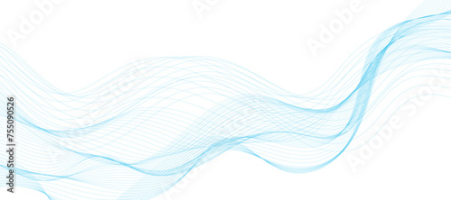 Abstract vector background with blue wavy lines. Blue wave background. Blue lines vector illustration. Curved wave. Abstract wave element for design.