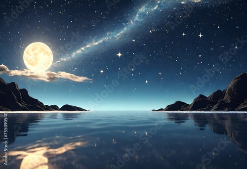 night landscape with moon