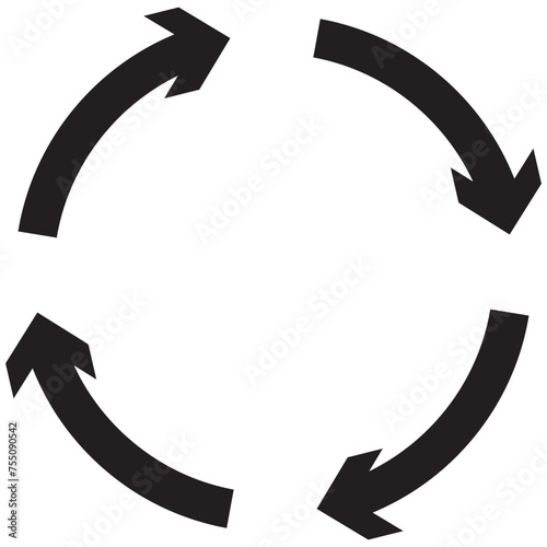 Circle arrow. Circular process, rotate infographic element. Round step loop, sync loading arrow symbol. Rotation option editable stroke vector recycle refresh. Arrow on transparent background . EPS 10