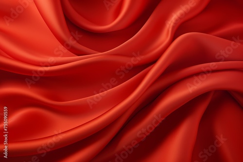 Intense Red silk background. Satin fabric. Generate Ai