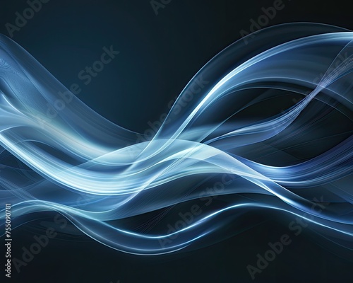 Abstract illustration of a tech wave with a gradient of blue to dark