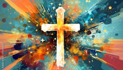 religious conceptual cross illustration can be applied to media and design work