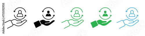 Customer retention icon line art vector