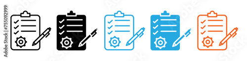 Project management icon line art vector