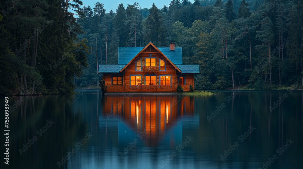 Fototapeta premium house on the lake