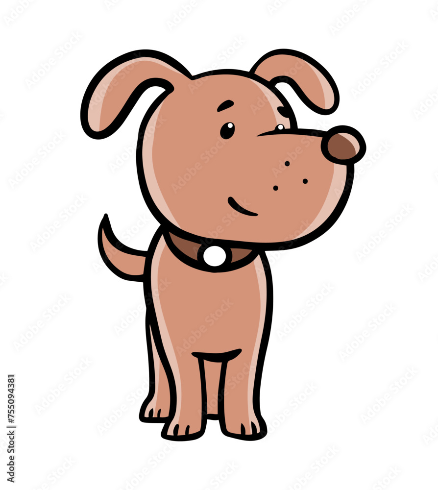 Cute domestic dog. Friendly funny pet. Face puppy animal. Cartoon vector illustration. Hand drawn outline isolated on white background Cute domestic dog. Friendly funny pet. Face puppy animal. Cartoon vector illustration. Hand drawn outline isolated on white background