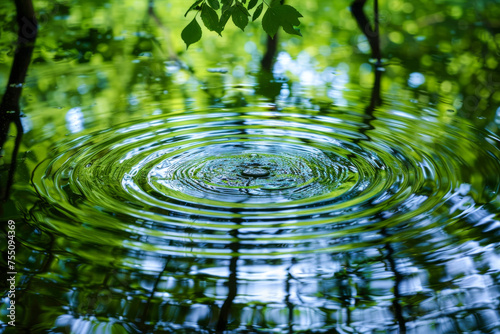 Serene Water Ripple in Verdant Forest Pond © smth.design