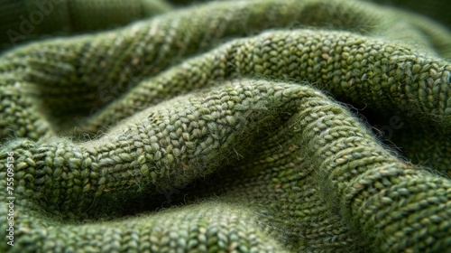 Detailed close-up view of a vibrant green cloth with intricate patterns and textures