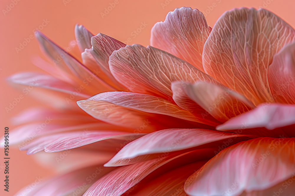 Close-Up of Delicate Pink Flower Petals on Peach Background