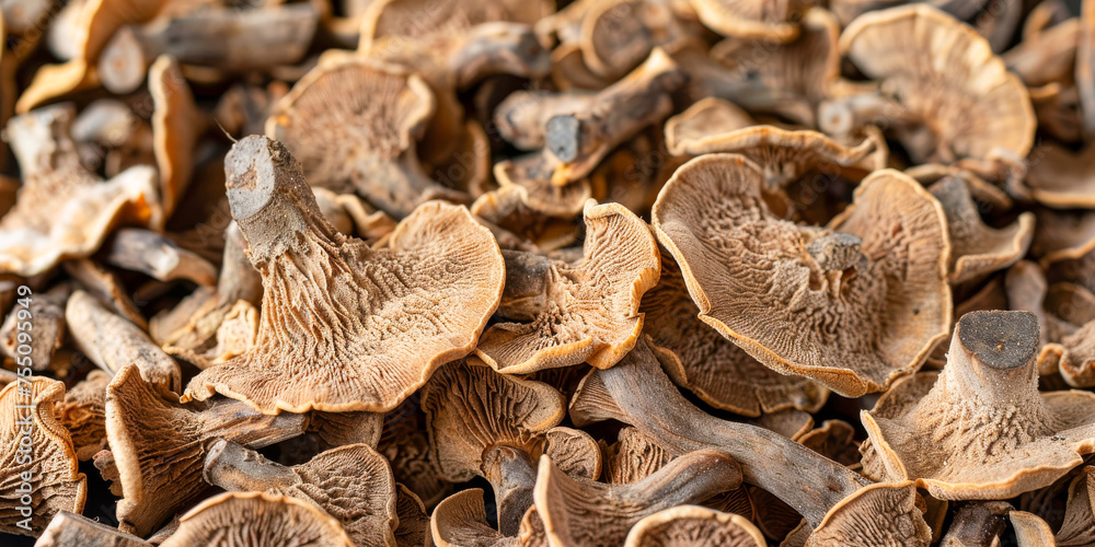 Close-Up of Dried Shiitake Mushrooms in Natural Light Close-Up of Dried Shiitake Mushrooms in Natural Light