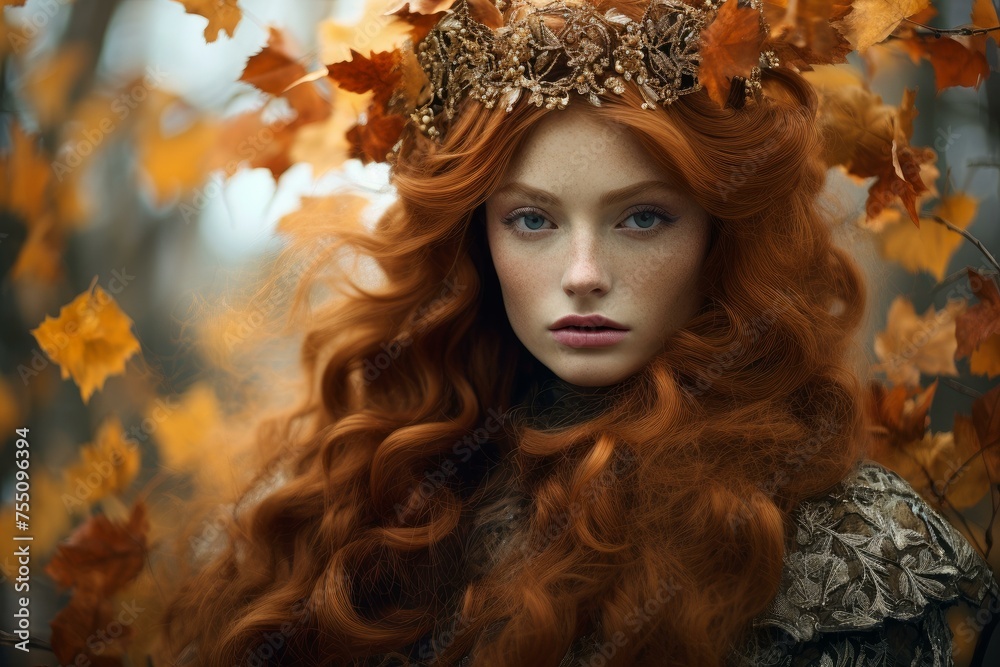 Freckled Red haired woman in wheat field portrait. Photo shot of cute girl at nature. Generate Ai Freckled Red haired woman in wheat field portrait. Photo shot of cute girl at nature. Generate Ai