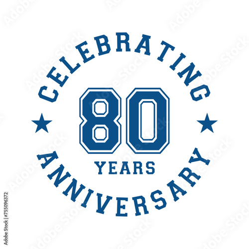 80 years anniversary celebration design template. 80th vector and illustration.