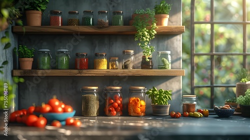 Assorted Spices in Jars on Kitchen Countertop