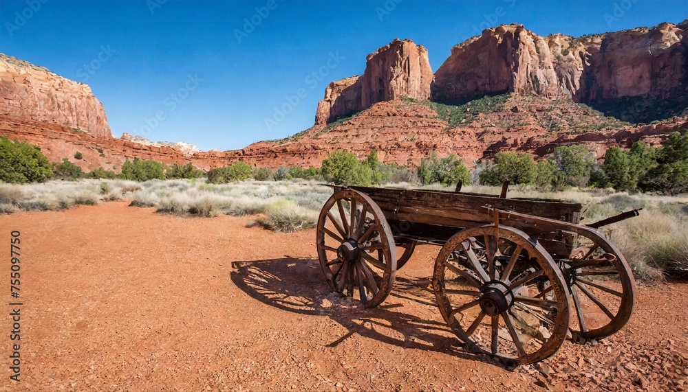 old wagon at capitol reef national park