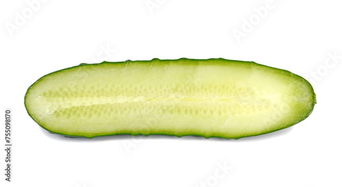 half cucumber isolated on white background