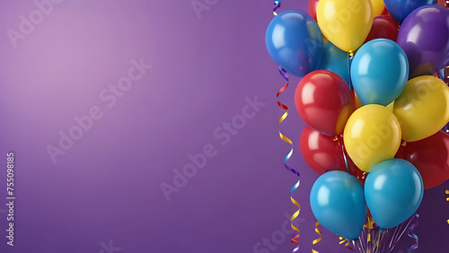colorful festive balloons. copy space. the place of the text. for a birthday celebration card