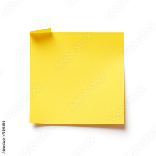 Yellow sticky post it note, white background, professional photo сreated with Generative Ai