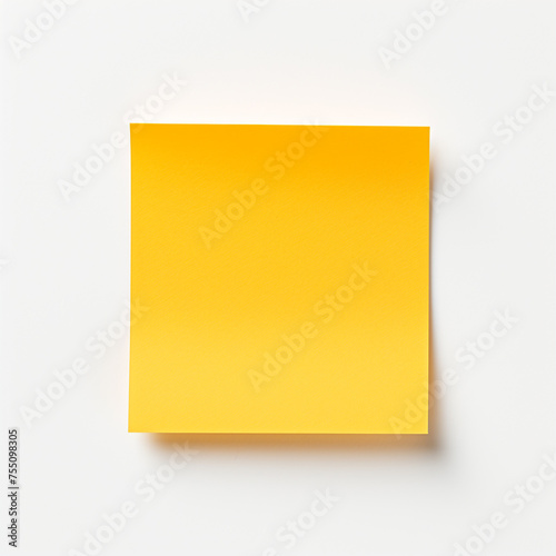 Yellow sticky post it note, white background, professional photo сreated with Generative Ai