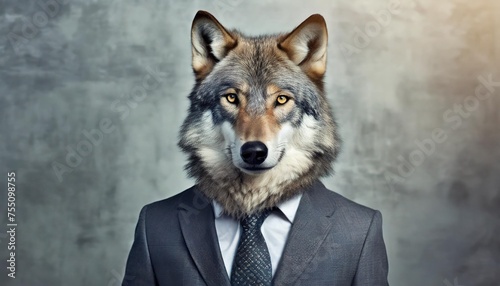 portrait of wolf in a business suit