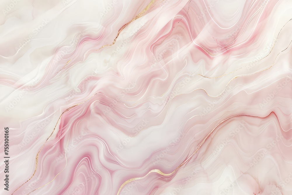 Detailed close-up view of the intricate pink marble texture, showcasing its unique patterns and colors. - obrazy, fototapety, plakaty 